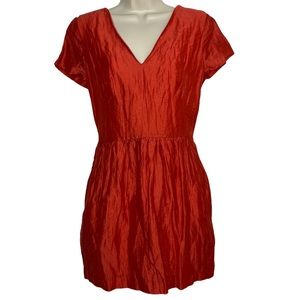 Corey Lynn Calter Mini Dress Orange Short Sleeve V Neck Zip Back Pockets Size 2